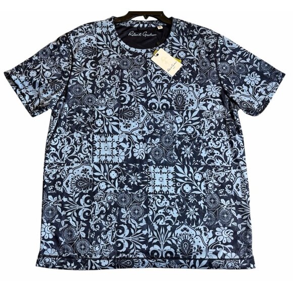 Robert Graham Size XL Dillions T-shirt Navy Blue Performance Material NEW - Picture 1 of 8